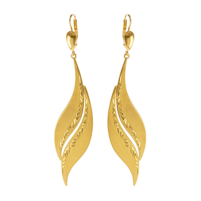 Pozlacené stříbrné náušnice - s ručním gravírem