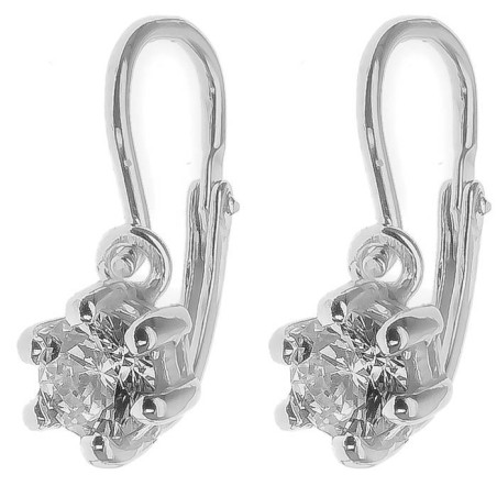 Stříbrné náušnice - čirý kulatý zirkon