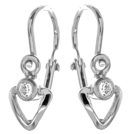 Stříbrné náušnice - srdíčka, čirý kulatý zirkon