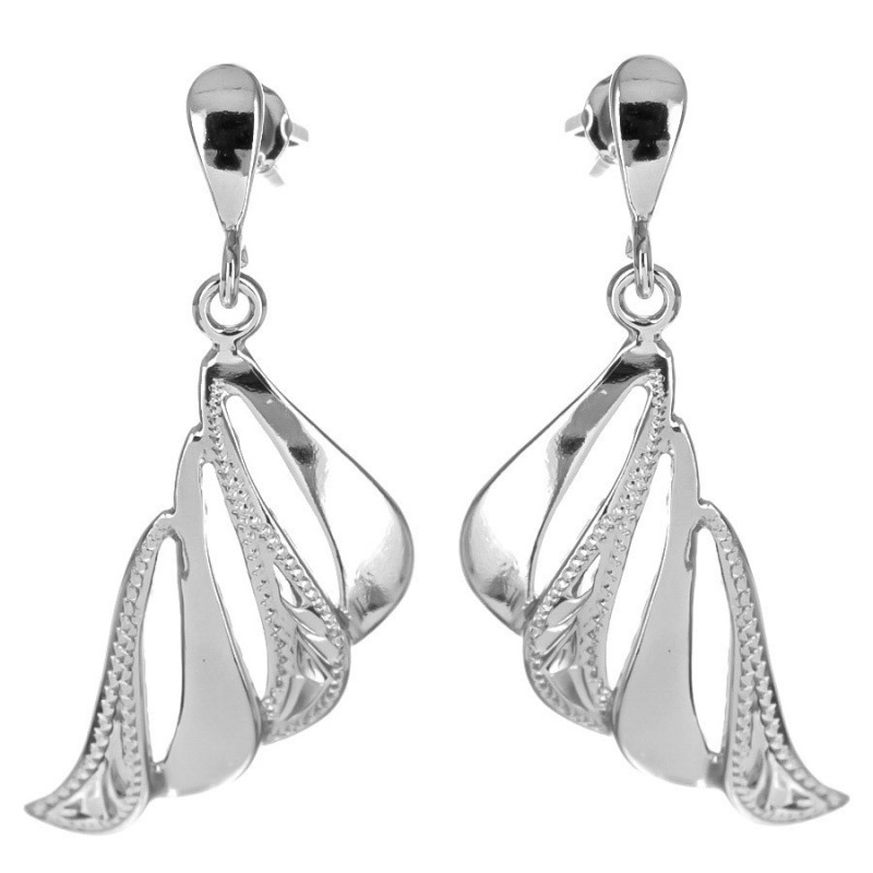 Stříbrné náušnice - s ručním gravírem