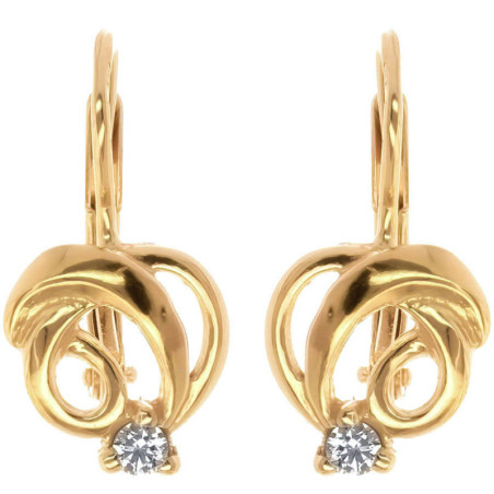 Pozlacené stříbrné náušnice - čirý kulatý zirkon