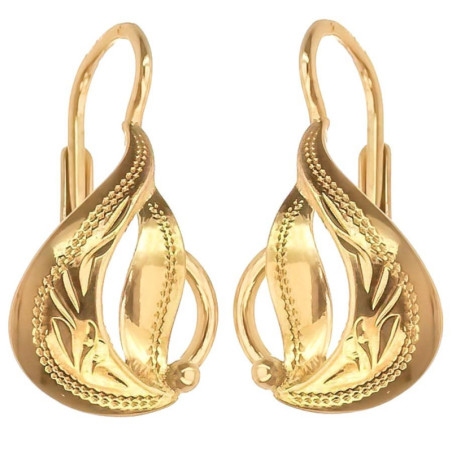 Pozlacené stříbrné náušnice - s ručním gravírem