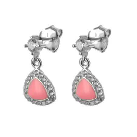 Stříbrné náušnice - glazura, čiré kulaté zirkony