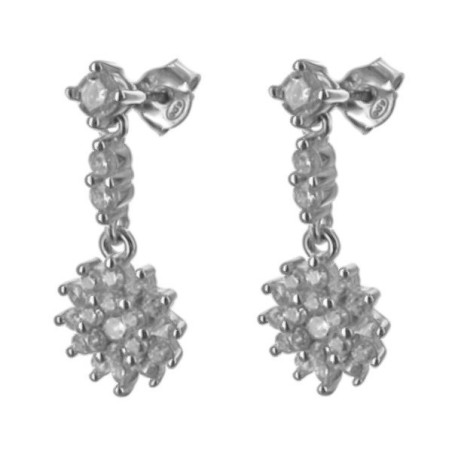 Stříbrné náušnice - čiré kulaté zirkony