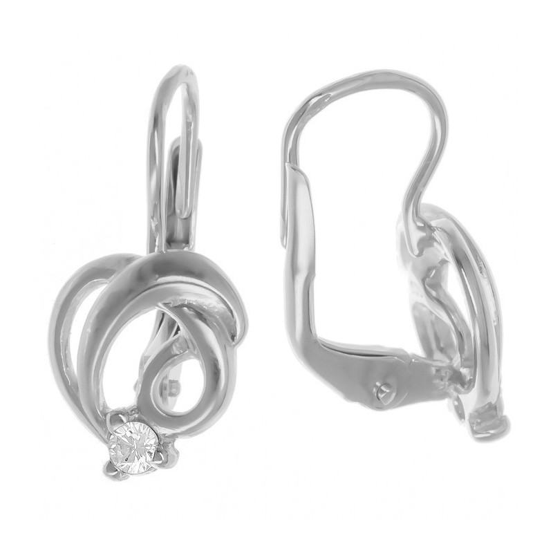 Stříbrné náušnice - čirý kulatý zirkon