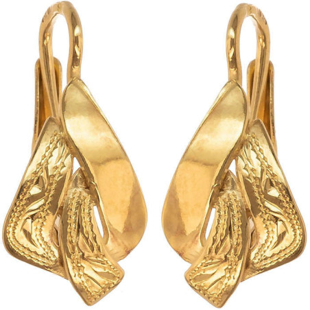 Pozlacené stříbrné náušnice - s ručním gravírem