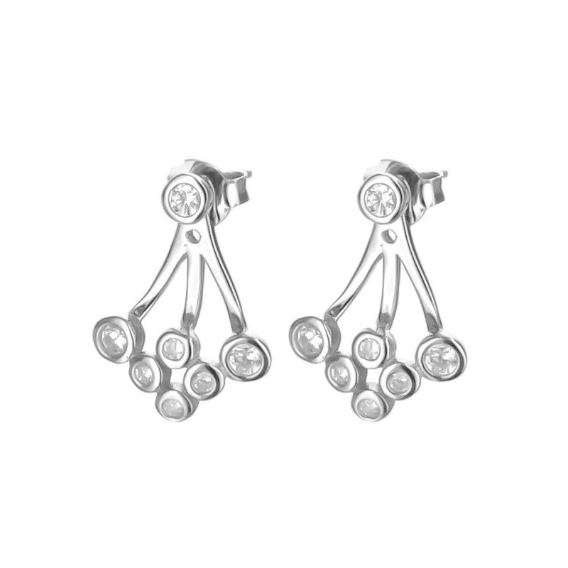 Stříbrné náušnice - čiré kulaté zirkony