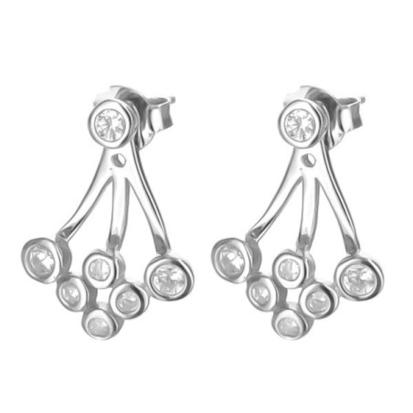 Stříbrné náušnice - čiré kulaté zirkony