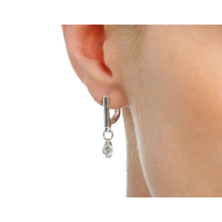 Stříbrné náušnice - čirý kulatý zirkon