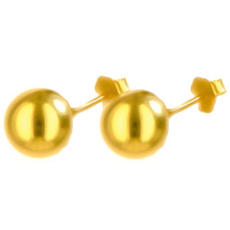 Pozlacené stříbrné náušnice - kulky, průměr 8 mm