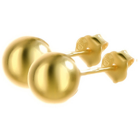 Pozlacené stříbrné náušnice - kulky, průměr 7 mm