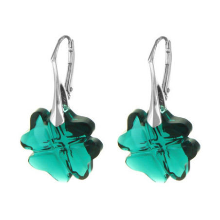 Stříbrné náušnice - čtyřlístek, křišťál Swarovski