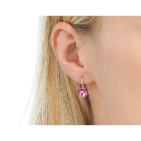 Stříbrné náušnice - kulatý křišťál Swarovski