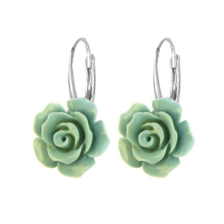 Stříbrné náušnice růžička - modrá glazura