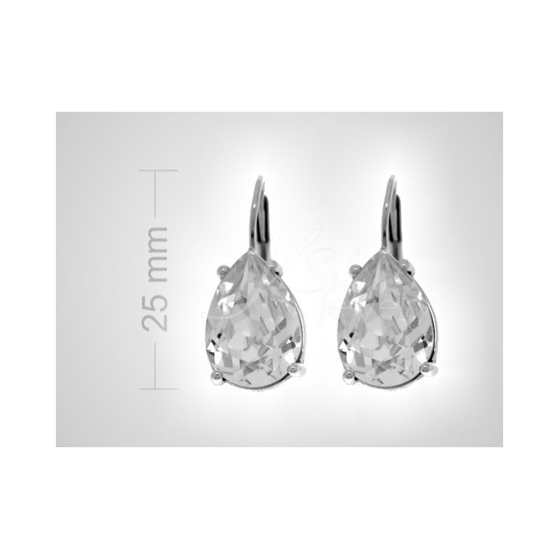 Stříbrné náušnice - čirý křišťál Swarovski ve tvaru slzy