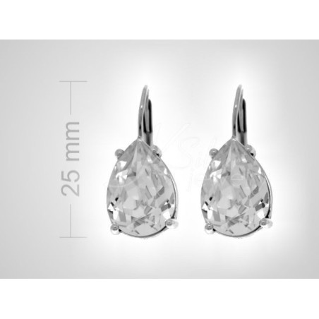 Stříbrné náušnice - čirý křišťál Swarovski ve tvaru slzy