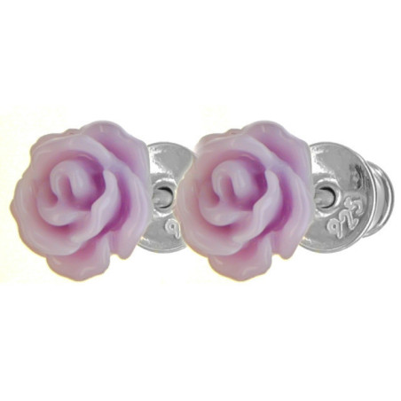 Stříbrné náušnice růžička - glazura