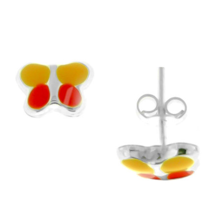 Stříbrné náušnice - motýl, barevná glazura