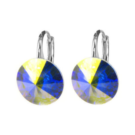 Stříbrné náušnice - kulatý křišťál Swarovski