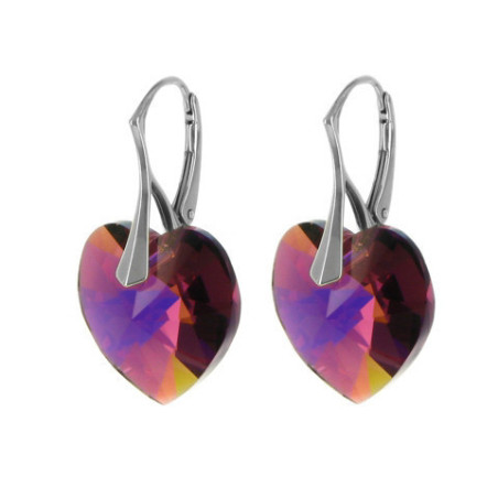 Stříbrné náušnice - srdíčka, křišťál Swarovski ve tvaru srdíčka