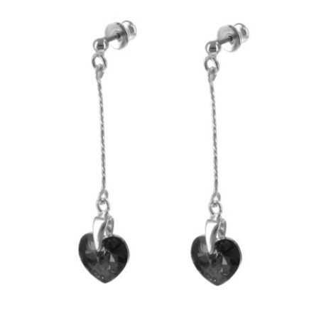 Stříbrné náušnice - srdíčka, křišťál Swarovski ve tvaru srdíčka