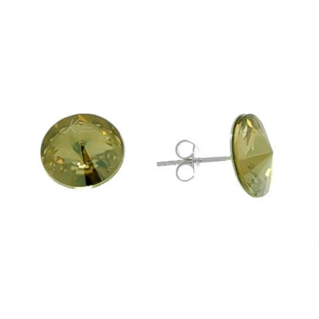 Stříbrné náušnice - kulatý křišťál Swarovski