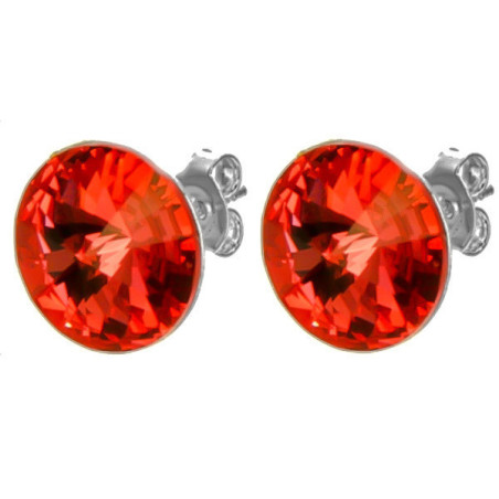 Stříbrné náušnice - kulatý křišťál Swarovski