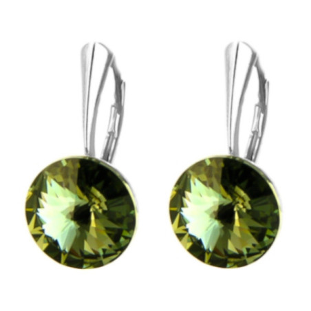 Stříbrné náušnice - kulatý křišťál Swarovski