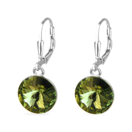 Stříbrné náušnice - kulatý křišťál Swarovski