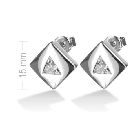 Stříbrné náušnice - čirý zirkon ve tvaru trojúhelníku