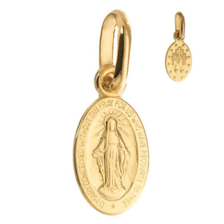 Zlatý přívěsek Zázračná medailka Panny Marie 8 mm