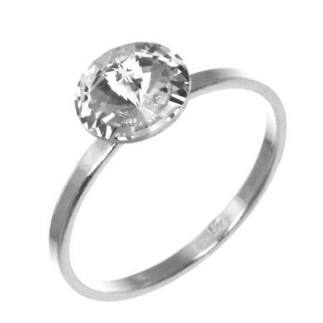 Stříbrný prsten - čirý kulatý křišťál Swarovski