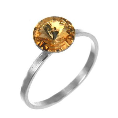 Stříbrný prsten - kulatý křišťál Swarovski