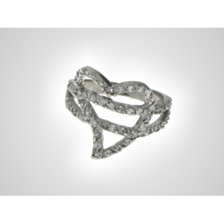 Stříbrný prsten - čiré kulaté zirkony