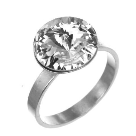 Stříbrný prsten - čirý kulatý křišťál Swarovski