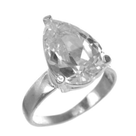 Stříbrný prsten - čirý zirkon ve tvaru slzy