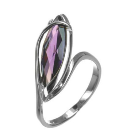 Stříbrný prsten - fialový zirkon ve tvaru zrnka