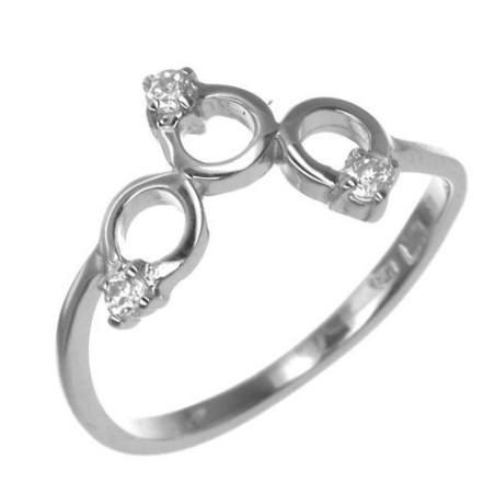 Stříbrný prsten - čiré kulaté zirkony