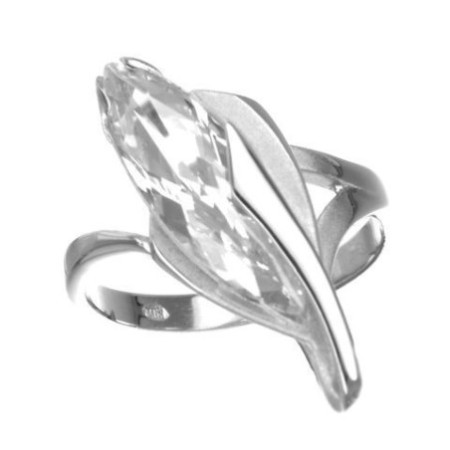 Stříbrný prsten - čirý zirkon ve tvaru zrnka