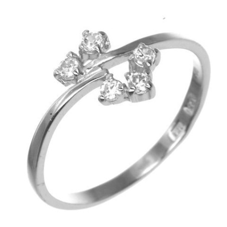Stříbrný prsten - čiré kulaté zirkony