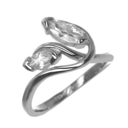 Stříbrný prsten - čiré zirkony ve tvaru zrnka