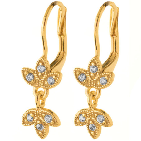 Pozlacené stříbrné náušnice - korunka, čiré kulaté zirkony