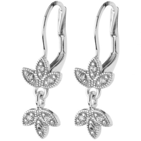 Stříbrné náušnice - korunka, čiré kulaté zirkony