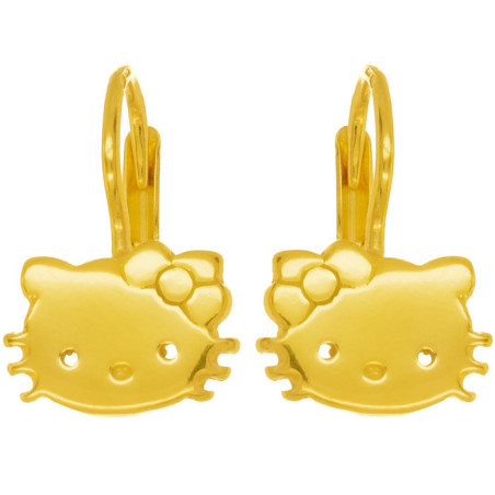 Pozlacené stříbrné náušnice - kočka