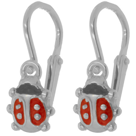 Stříbrné náušnice - beruška, červená glazura, černá glazura