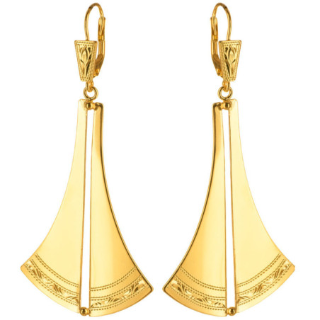 Pozlacené stříbrné náušnice - s ručním gravírem