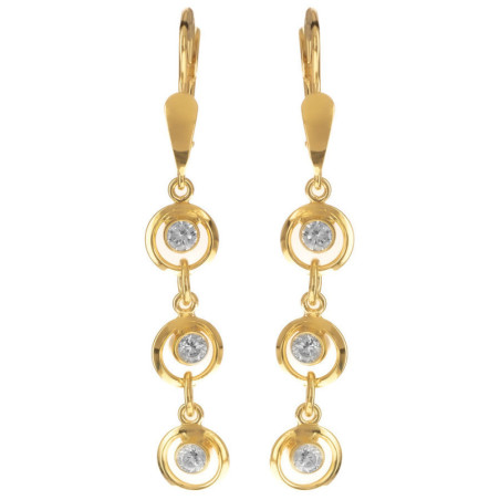 Pozlacené stříbrné náušnice - čiré kulaté zirkony