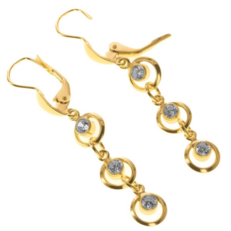 Pozlacené stříbrné náušnice - čiré kulaté zirkony
