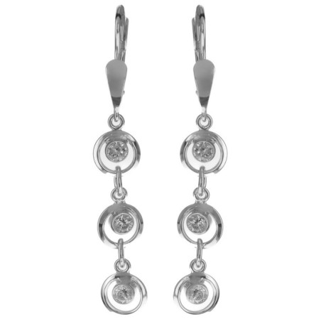 Stříbrné náušnice - čiré kulaté zirkony