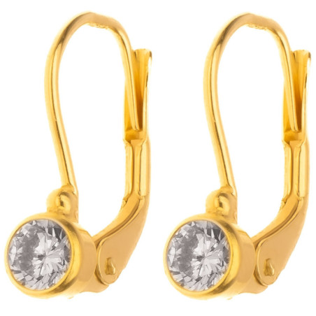 Pozlacené stříbrné náušnice - čirý zirkon